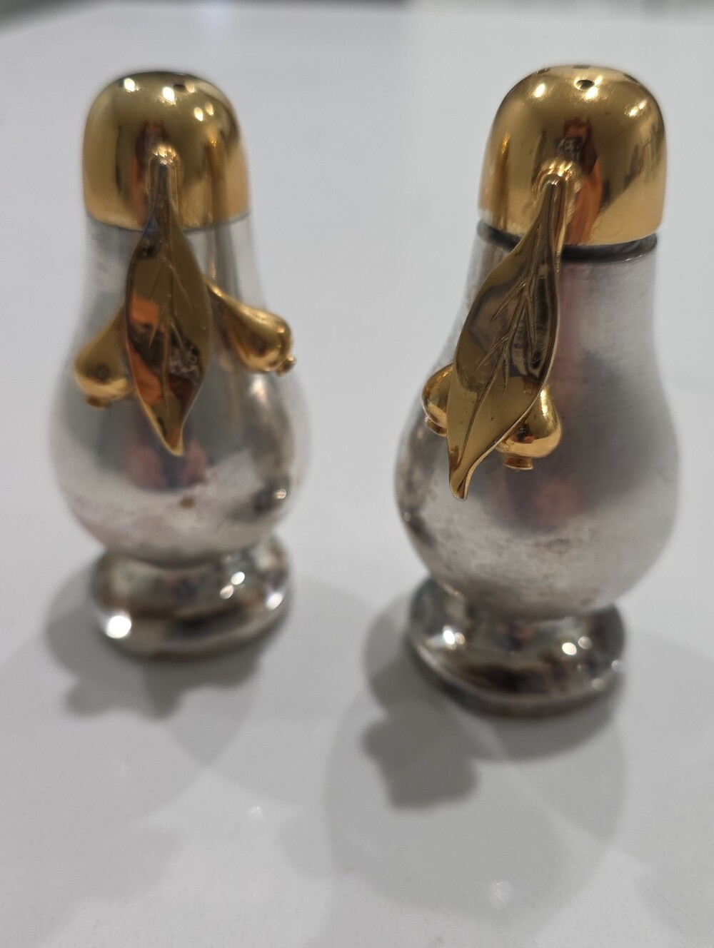 Vintage Gold And Silver Plated Salt And Pepper Shakers. Made In Italy.